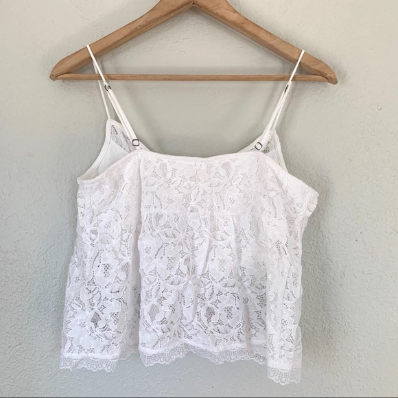 NEW Hollister white lace crop spaghetti strap top - Picture 4 of 6